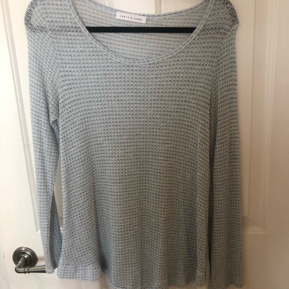 Chris & Carol Tops - Knitted blue long sleeve